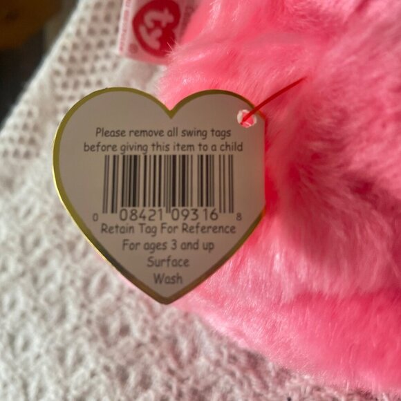 Ty Beanie Baby Pinky The Flamingo Plush Stuffed Animal 1998 Beanie Buddies w/Tag - Picture 5 of 6